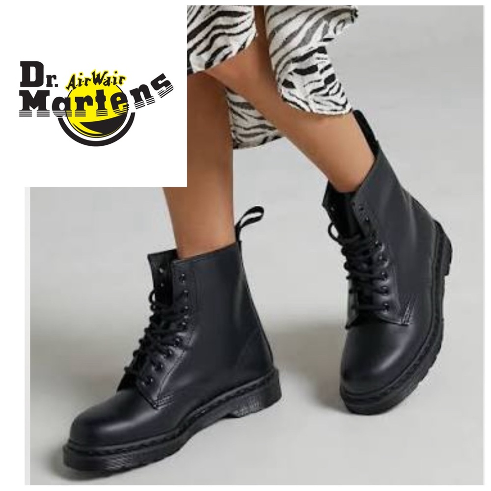 Dr. Martens 1460 Pascal Mono Boots in Soft Pebbled Black Leather